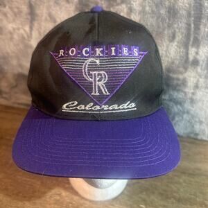 VTG 1990s Colorado Rockies Hat Snapback Annco MLB Genuine Merchandise Purple Cap